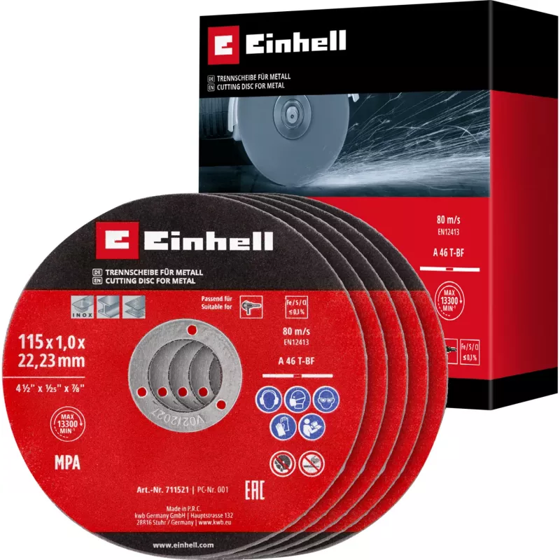 EINHELL-KWB plonas pjovimo diskas, Ø 115 x 1,0 mm, 5 vnt. (kampiniam šlifuokliui)
