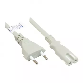 GoodConnections Euro Power Cable Europlug Type C (Straight) to C7/Euro 8 Socket (Straight), Grey, 0.75 mm², 5 m, Good Connections® (P0370-GR050)
