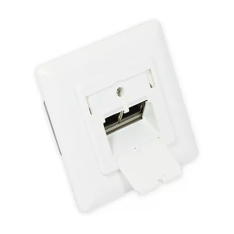 GoodConnections Cat.6A tinklo sieninis lizdas 2xRJ45 ekranuotas, įleidžiamas, vertikalus kabelio įvadas, signalinė balta RAL9003