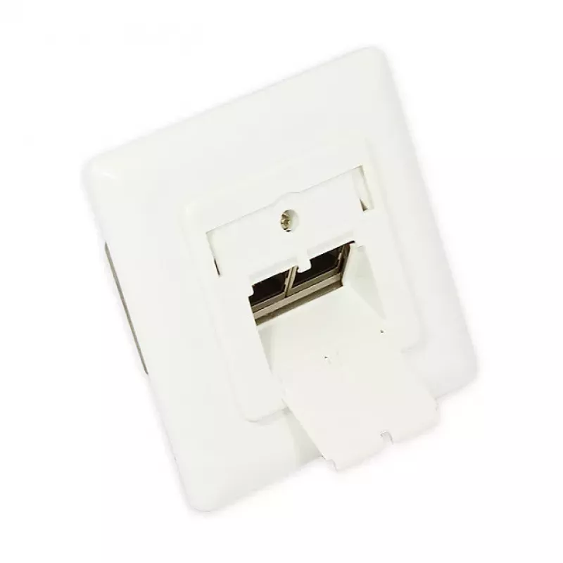 GoodConnections Cat.6A tinklo sieninis lizdas, 2xRJ45, ekranuotas, įleidžiamas, dizainui pritaikytas, vertikalus kabelio įvadas, perlų baltumo RAL1013 (GC-N0021)