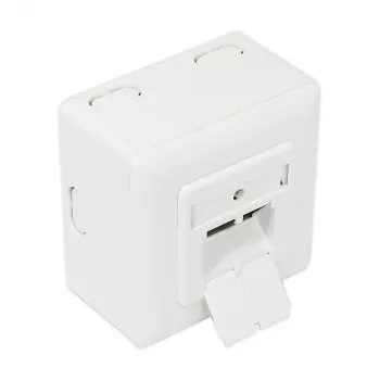 GoodConnections Cat.6 tinklo lizdas, 2xRJ45, ekranuotas, paviršinis montavimas, vertikalus kabelio įvadas, signalinė balta RAL9003 (GC-N0026)