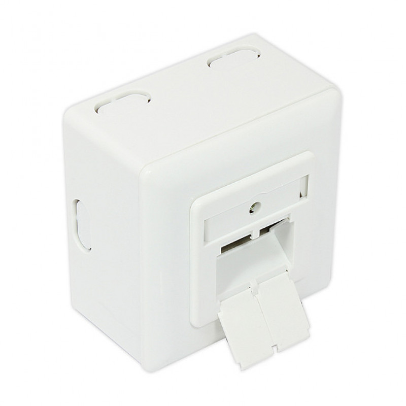 GoodConnections Cat.6 tinklo lizdas, 2xRJ45, ekranuotas, paviršinis montavimas, vertikalus kabelio įvadas, signalinė balta RAL9003 (GC-N0026)
