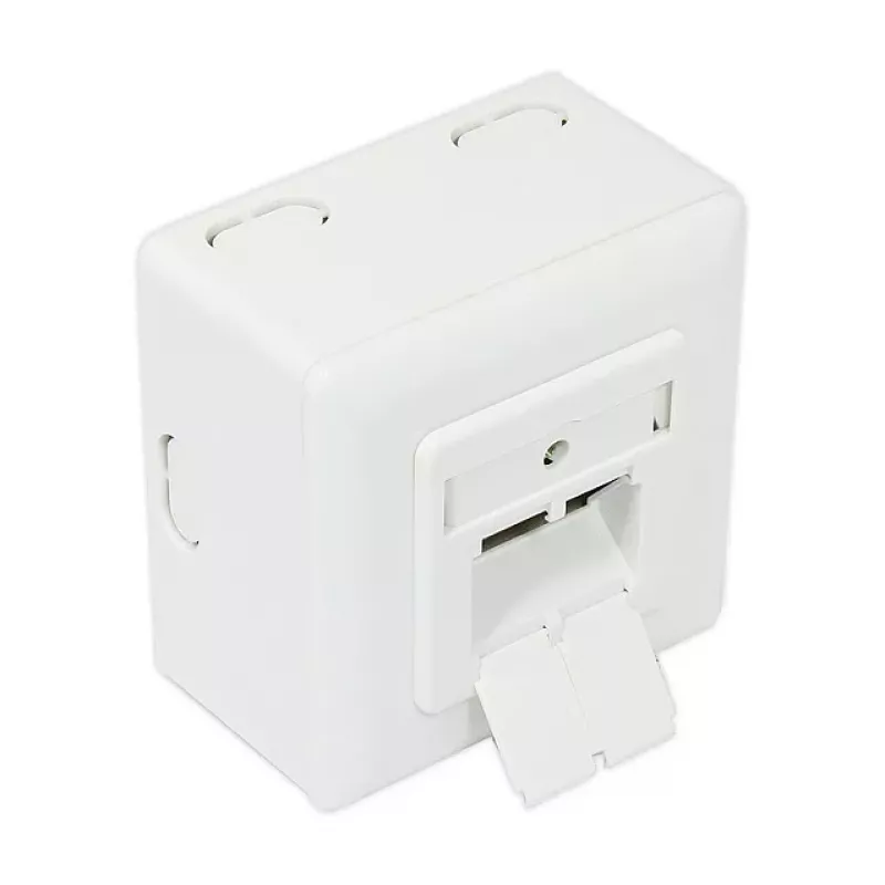 GoodConnections Cat.6 tinklo lizdas, 2xRJ45, ekranuotas, paviršinis montavimas, vertikalus kabelio įvadas, signalinė balta RAL9003 (GC-N0026)