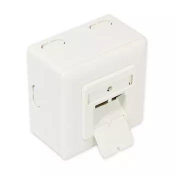 GoodConnections Cat.6 tinklo sieninis lizdas, 2xRJ45, ekranuotas, paviršinis montavimas, perlamutrinė balta RAL1013, GC-N0027