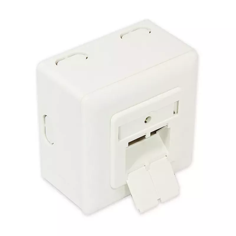 GoodConnections Cat.6 tinklo sieninis lizdas, 2xRJ45, ekranuotas, paviršinis montavimas, perlamutrinė balta RAL1013, GC-N0027