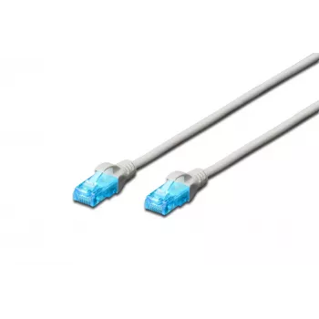 DIGITUS CAT 5e U/UTP Patch Cable, 0,5 m, Pilka, RJ45, Auksuota, Su apsauga nuo užkliuvimo
