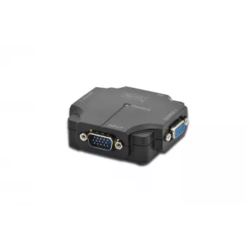 DIGITUS DS-41120-1 VGA skirstytuvas 2 prievadai plastikinis korpusas 350 MHz HDSUB 15/M į 2x HDSUB 15/F 1080p