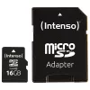 Intenso 16GB MicroSDHC Class 4 atminties kortelė su SD adapteriu, iki 21 MB/s skaitymo greitis, juoda