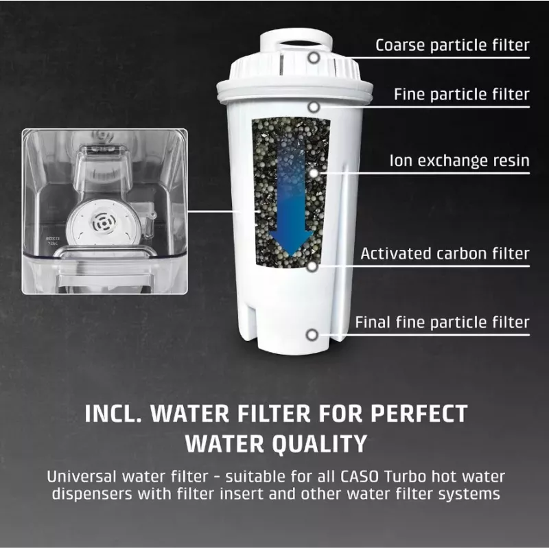 CASO HW 666 Inox Turbo karšto vandens dozatorius 2,7L 2600W nerūdijantis plienas/juoda