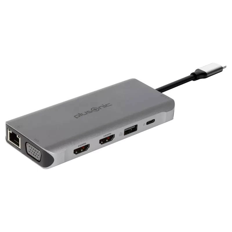 PLUSONIC USB-C Docking Adapter 8in1 - Space Gray