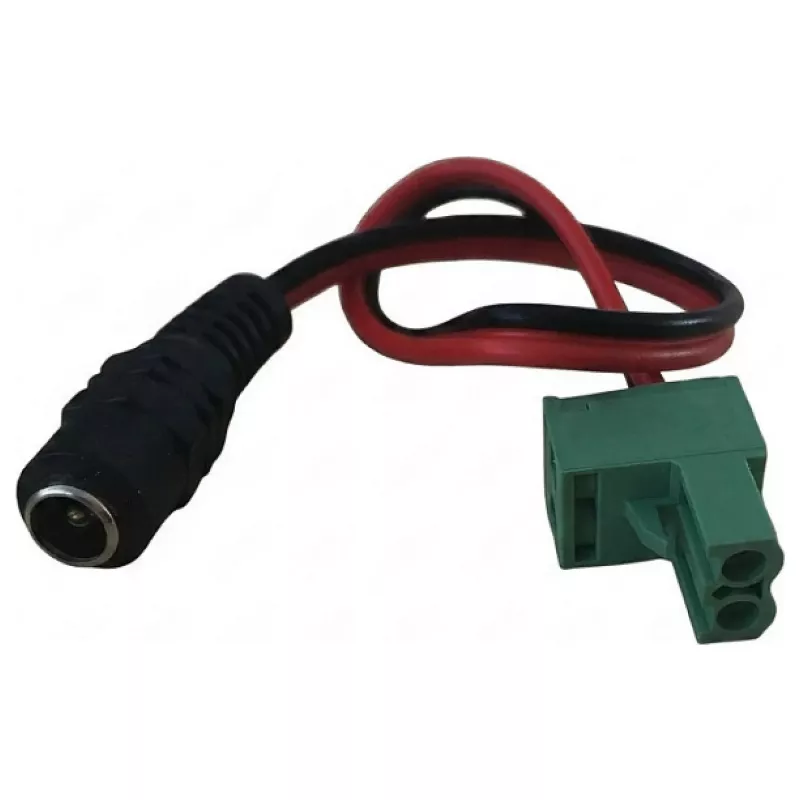 Synergy 21 LED DC Power Jack į KEFA Phoenix suderinamą adapterio kabelį, 5.5x2.1mm moteriškas į 2 kontaktų kištuką, 15cm, juodas