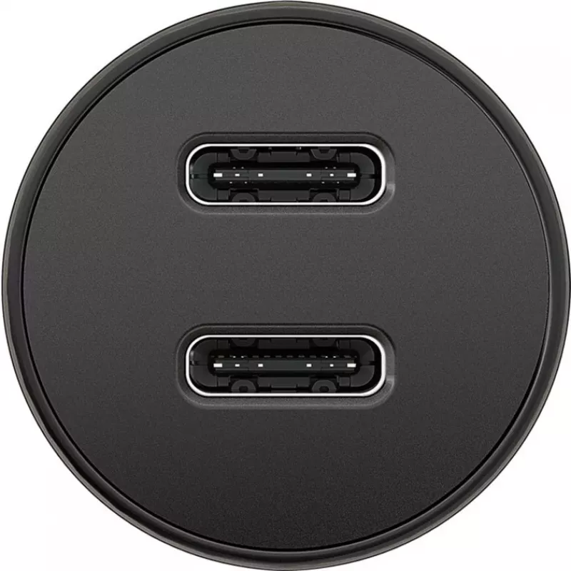 GOOBAY Dvigubas USB-C PD automobilinis greitasis įkroviklis (Power Delivery), juodas - 30W (12/24V) Tinka įrenginiams su USB-C