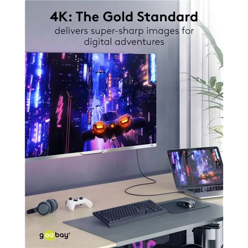 Goobay 80101 HDMI High-Speed Cable with Ethernet, 1 m, Black