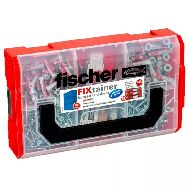 Fischer FIXtainer gręžtuvų ir kaiščių asortimento dėžė, 160 vienetų