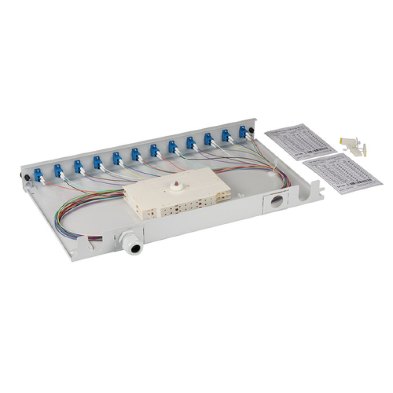 EFB Elektronik Splice Box LC 9/125 OS2 Extendable 48 Pigtails Offset/24 Adapters