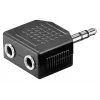 Goobay Headphone AUX Adapter 3.5 mm Jack 1-to-2 Splitter, 0.2 m, juoda