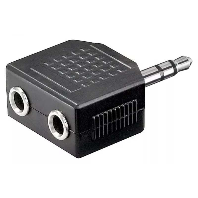 Goobay Headphone AUX Adapter 3.5 mm Jack 1-to-2 Splitter, 0.2 m, juoda