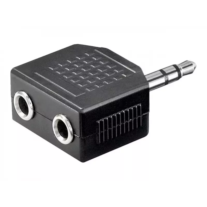 Goobay Headphone AUX Adapter 3.5 mm Jack 1-to-2 Splitter, 0.2 m, juoda