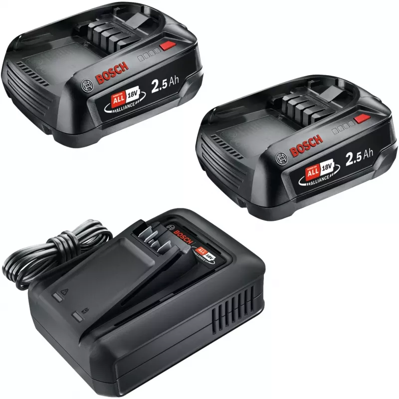 Bosch 18V pradinis rinkinys 2 x 2,5 Ah akumuliatoriai + AL 18V-44 įkroviklis (1600A031T5)