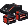 BOSCH EXPERT Starter Set 18V, 2x EXBA 18V-150 + Įkroviklis EXAL18V-160 (Juoda, 2x Li-Ion akumuliatorius 15Ah, AMPShare Alliance)