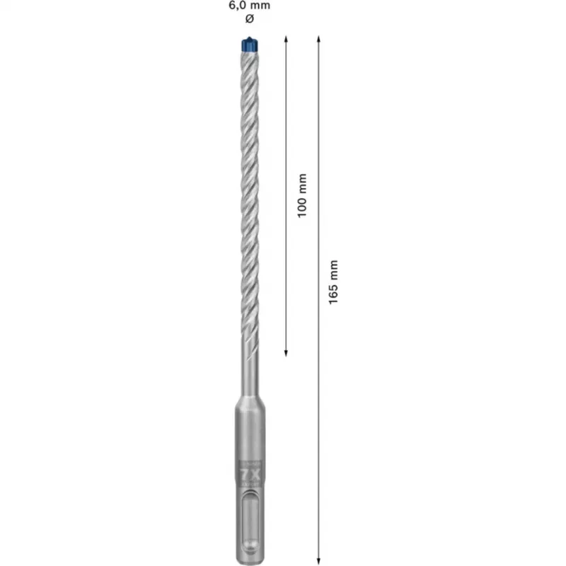 BOSCH EXPERT SDS plus-7X Plaktuko Grąžtas 6mm 100mm Darbinis Ilgis 30 Vnt. Rinkinys