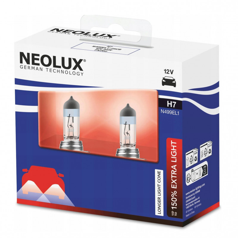 Neolux H7 Extra Light 2 vnt. komplektas Halogeninė lemputė 12V 55W