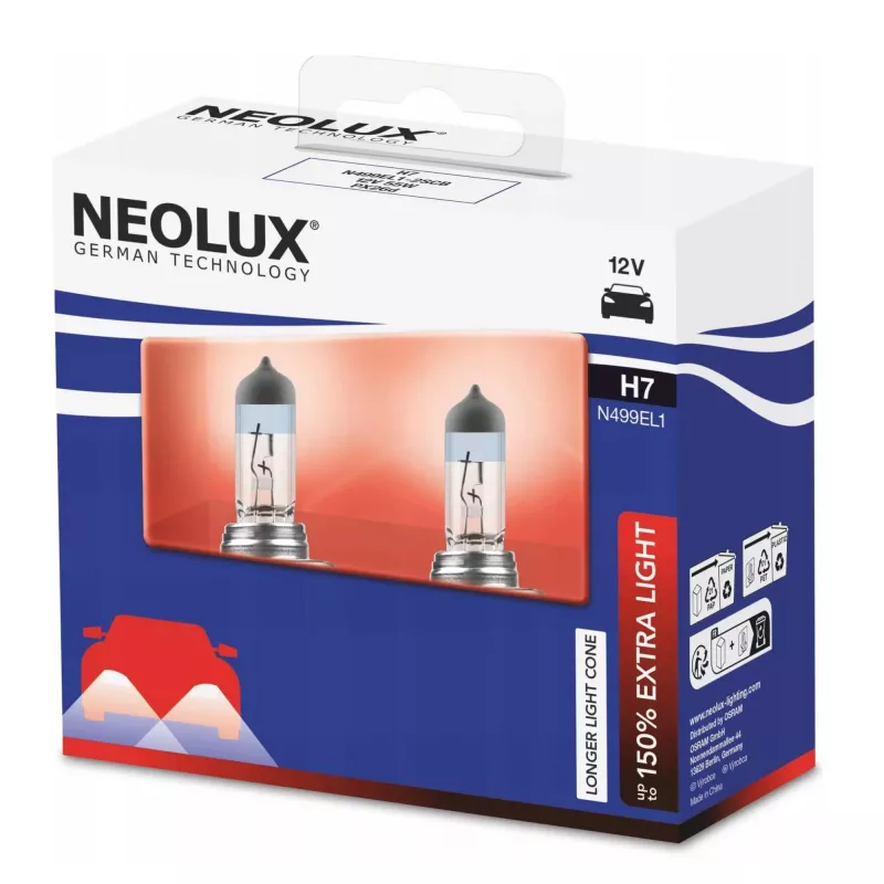 Neolux H7 Extra Light 2 vnt. komplektas Halogeninė lemputė 12V 55W