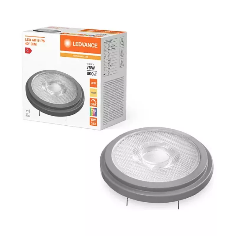 OSRAM AR111 75 40 11.7W 930 G53 S LED atspindžio lempa 800 lm 3000K G53 reguliuojamo ryškumo