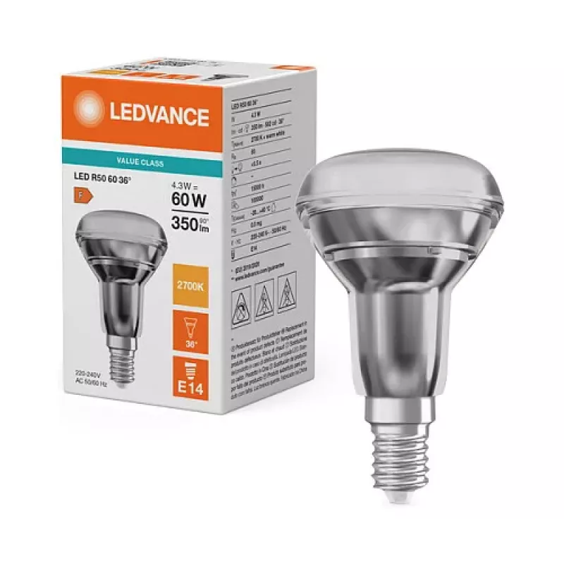 OSRAM R506036 4.3W 827 E14 P LED atspindžio lempa 350 lm 2700K šiltai balta