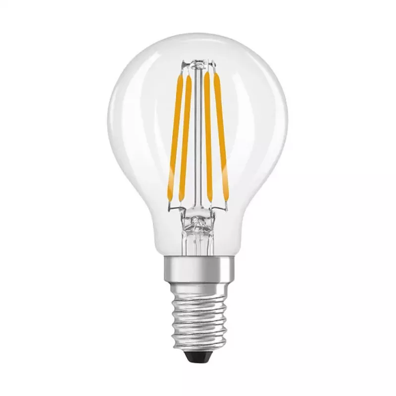 OSRAM CLP40 DIM 3.4W 827 FIL CL E14 P LED reguliuojama lašo formos lempa permatoma 2700K