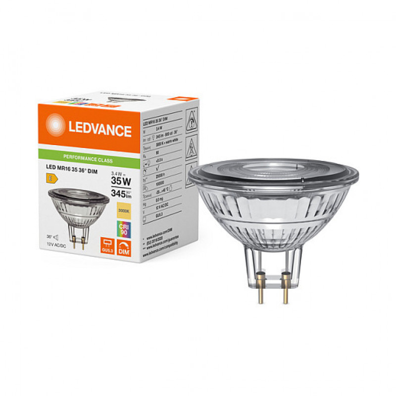 Osram LED MR16 3.4W 930 GU5.3 Dimmable Low-Voltage LED Reflector Lamp