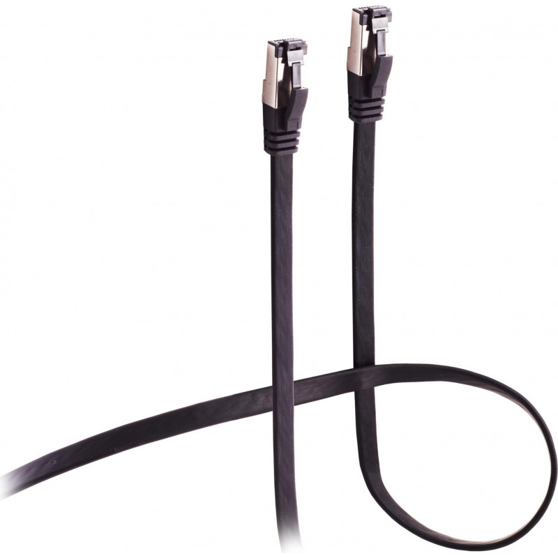 Flexline Patch Cable CAT 8.1 U/FTP PIMF, Flat Highly Flexible Black 1.5m