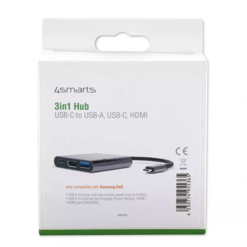 4SMARTS 3in1 Hub su DeX funkcija, pilka