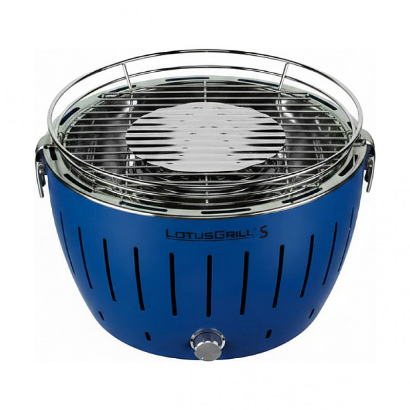 LotusGrill G280 U Blue Portable Charcoal Grill with Smokeless Technology