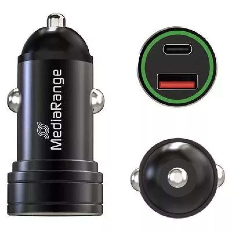 MEDIARANGE MRMA120 20W USB-C automobilinis įkroviklis su Power Delivery, juodas