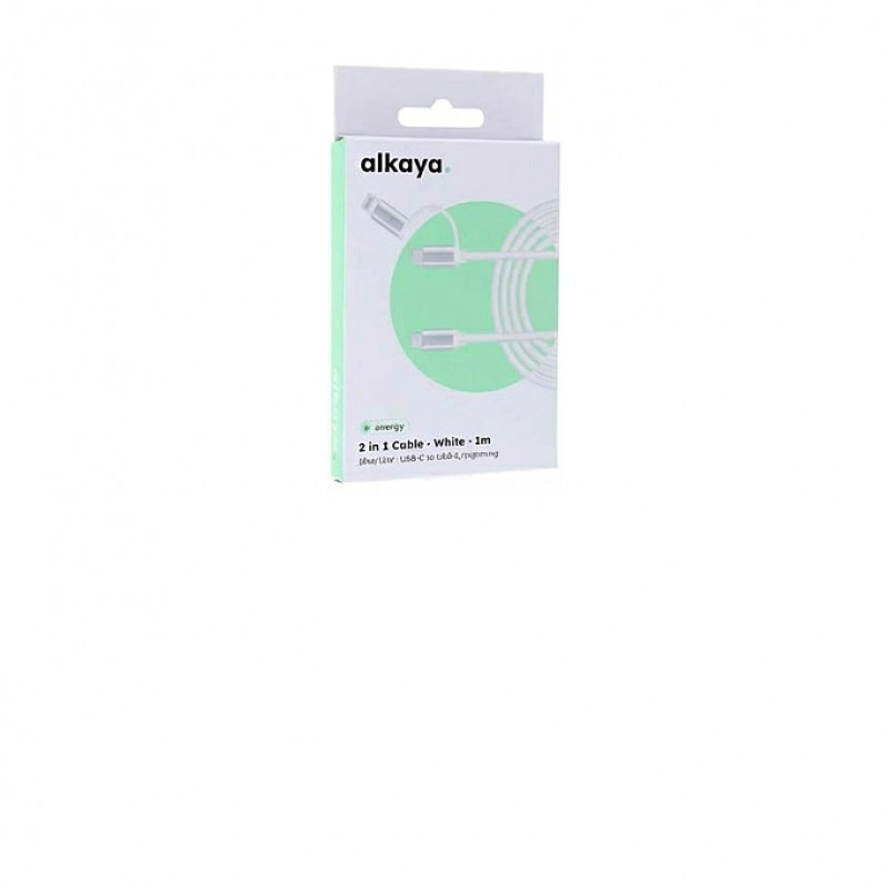 ALKAYA Speed Flex 2 in 1 USB-C - Lightning High-Gloss Charging & Data Cable 15W/12W 1m White (CL-60027)