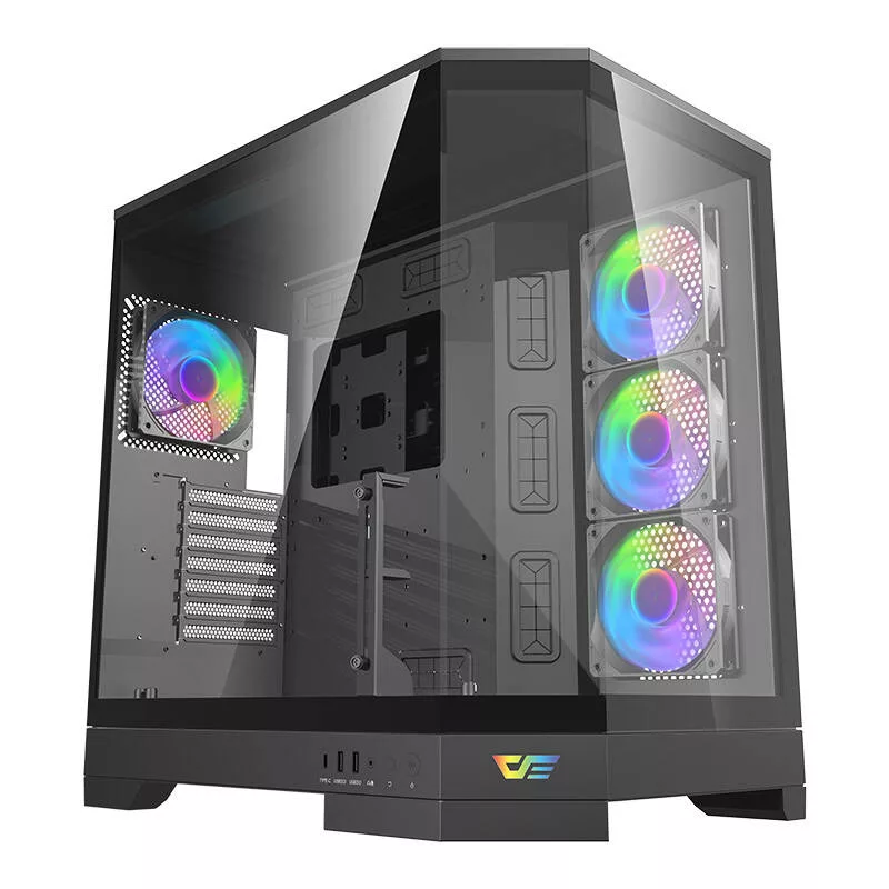 DARKFLASH DQX90 Black Mid-Tower Computer Case with Tempered Glass
