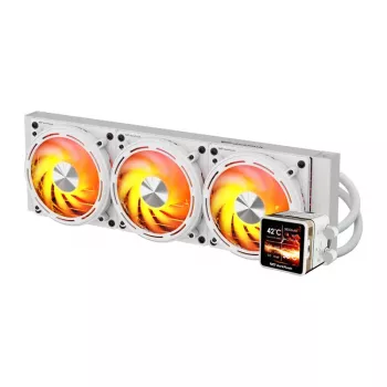 DARKFLASH DE360 White 360mm All-in-One Liquid CPU Cooler su White LED Pump, 3x120mm PWM Fans