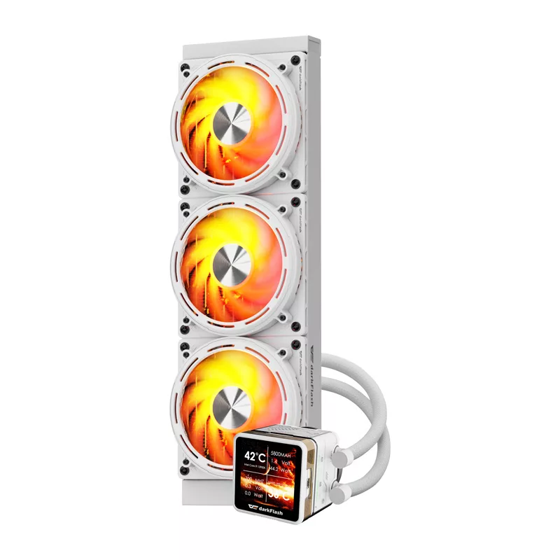 DARKFLASH DE360 White 360mm All-in-One Liquid CPU Cooler su White LED Pump, 3x120mm PWM Fans