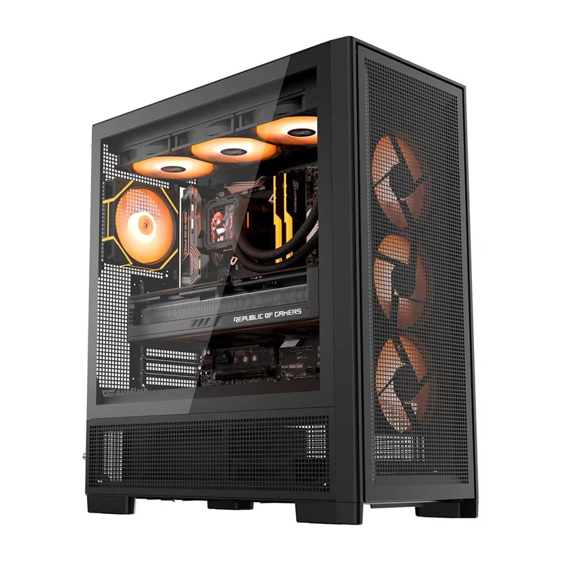 DarkFlash AIRNOVA Mid-Tower Computer Case Black + 3 x 120mm ARGB Fans