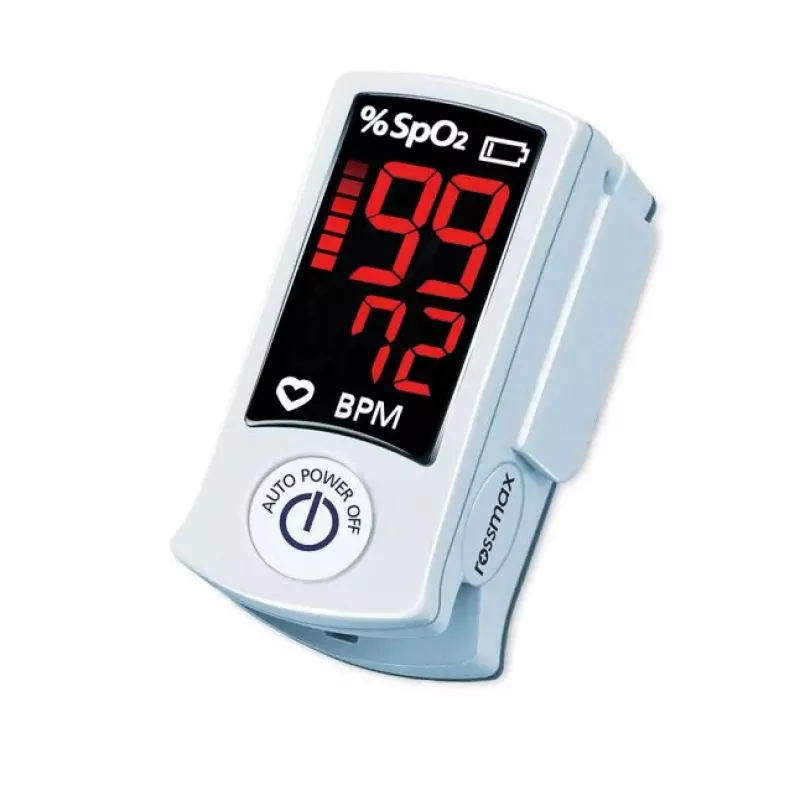 ROSSMAX SB100 Fingertip Pulse Oximeter su SpO2 ir pulso dažnio stebėjimu, dviejų spalvų LED ekranu, 6 rodymo režimais, automatiniu išsijungimu, žemos baterijos indikatoriumi, naudojimui namuose ir klinikinėje praktikoje