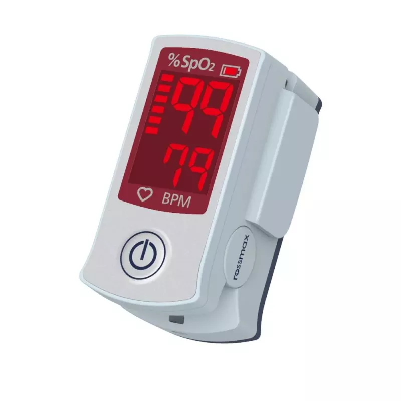 ROSSMAX SB100 Fingertip Pulse Oximeter su SpO2 ir pulso dažnio stebėjimu, dviejų spalvų LED ekranu, 6 rodymo režimais, automatiniu išsijungimu, žemos baterijos indikatoriumi, naudojimui namuose ir klinikinėje praktikoje