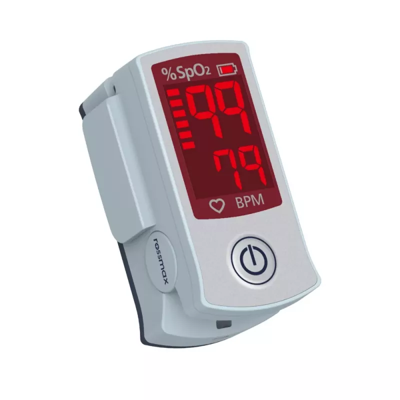 ROSSMAX SB100 Fingertip Pulse Oximeter su SpO2 ir pulso dažnio stebėjimu, dviejų spalvų LED ekranu, 6 rodymo režimais, automatiniu išsijungimu, žemos baterijos indikatoriumi, naudojimui namuose ir klinikinėje praktikoje