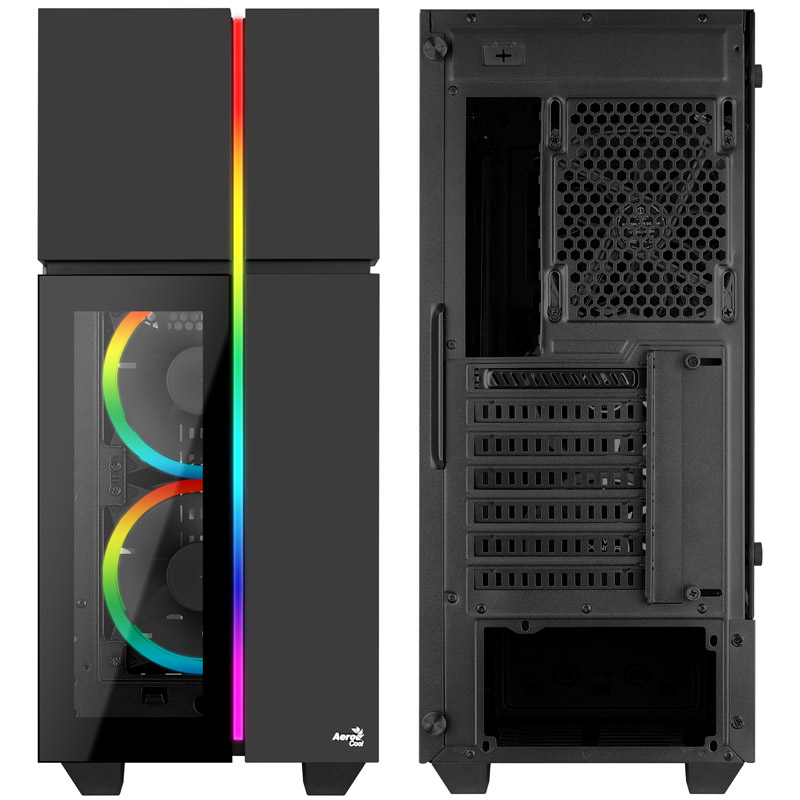 Aerocool Playa Midi-Tower, grūdintas stiklas - juoda