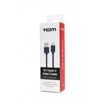 SEEK TOTI USB-A į Type-C, 1m PVC duomenų laidas 3A, juoda