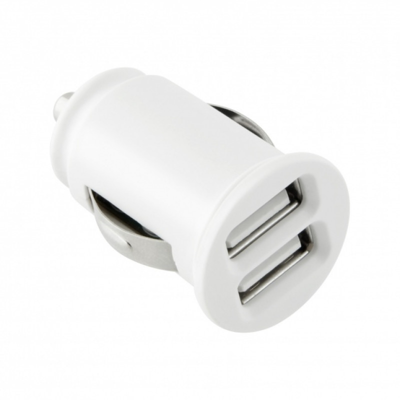 TOTI Dual USB automobilinis įkroviklis su Micro USB kabeliu 1m 2.1A, baltas