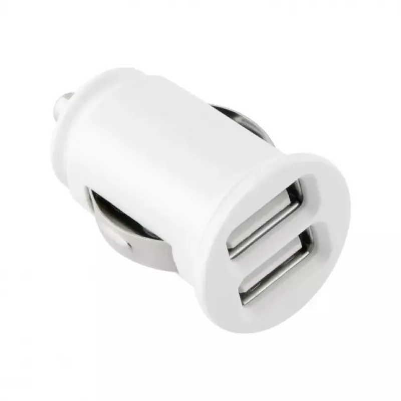 TOTI Dual USB automobilinis įkroviklis su Micro USB kabeliu 1m 2.1A, baltas