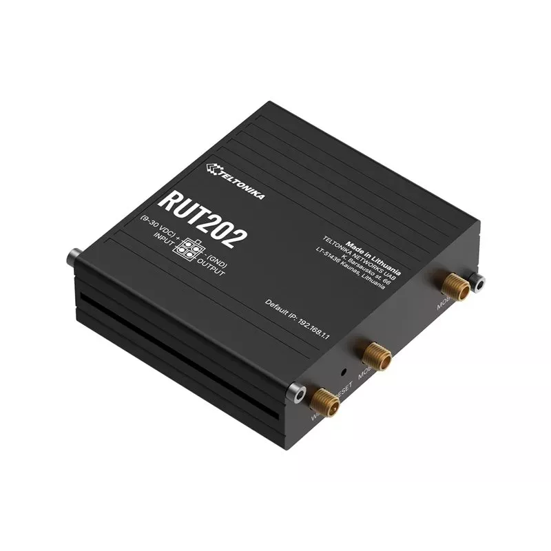 Teltonika RUT202 - 4G LTE belaidis maršrutizatorius, Wi-Fi 4, 2x Ethernet, DIN bėgis