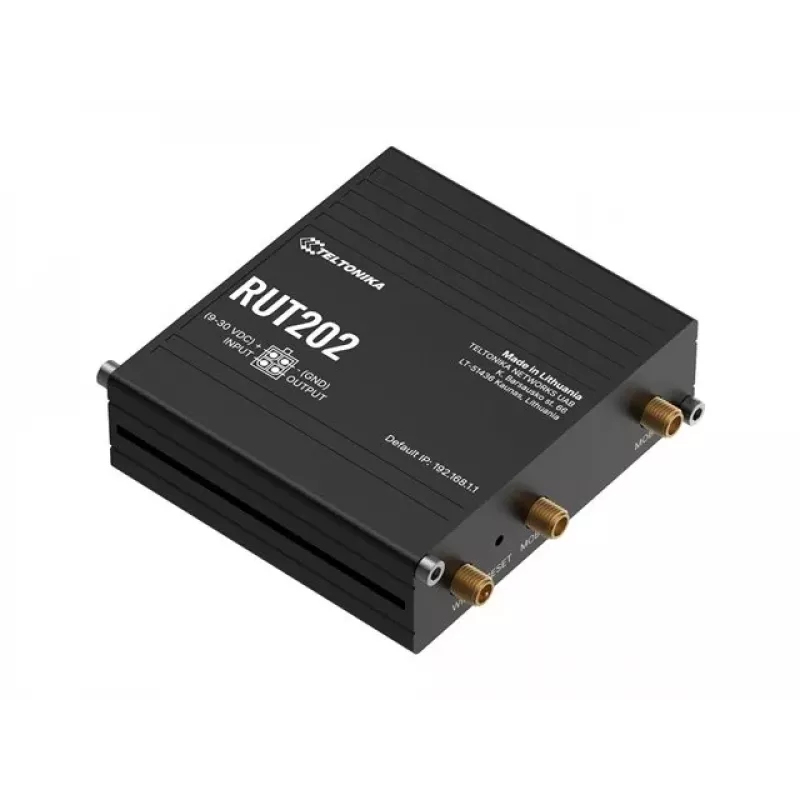 Teltonika RUT202 - 4G LTE belaidis maršrutizatorius, Wi-Fi 4, 2x Ethernet, DIN bėgis