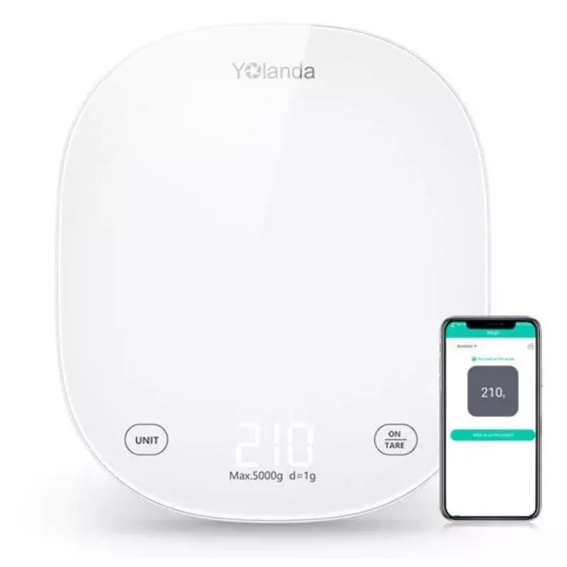 Yolanda CK10A išmaniosios virtuvės svarstyklės su Bluetooth, 3000g talpa, 0,1g tikslumu, įkraunamos per USB-C